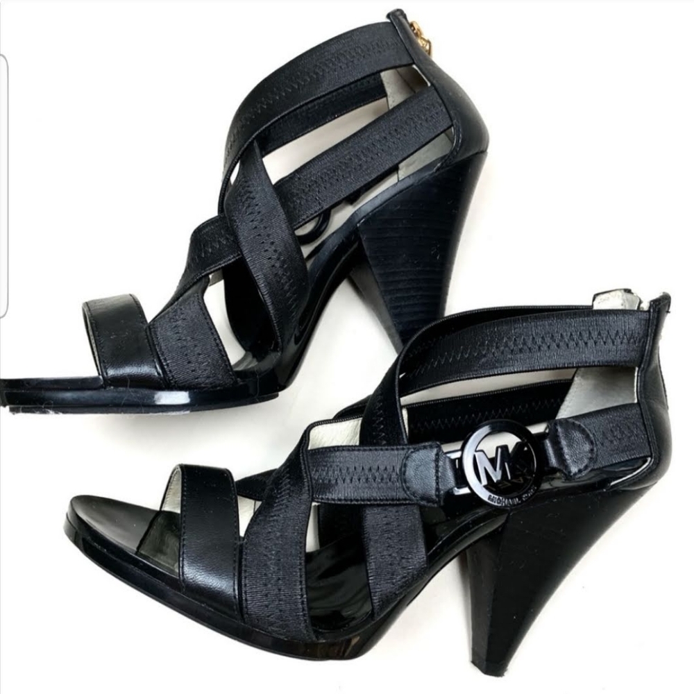 Michael Kors Black Strappy Block Heel Sandal